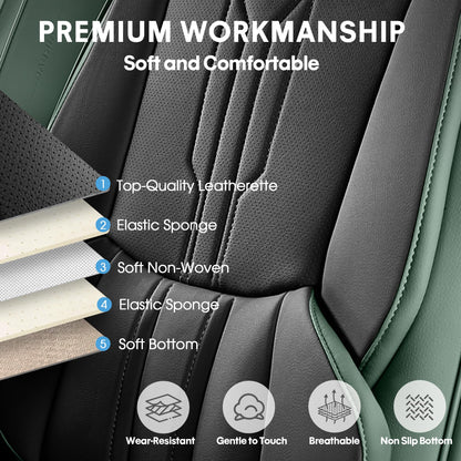 Front Seat Covers (FRONT PAIR / GREEN&BLACK)