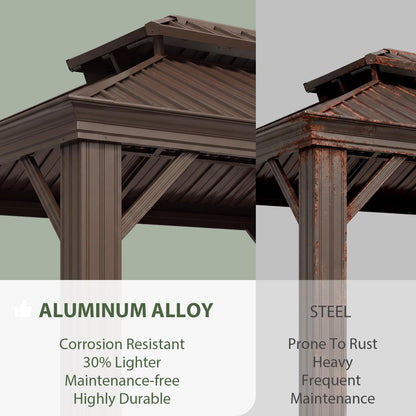 10' X 12' Hardtop Gazebo with Drainage (Brown / 10' X 12')