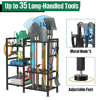 Garden Tool Organizer with Large Hooks (29.5"W*11.8"D*31.1"H)
