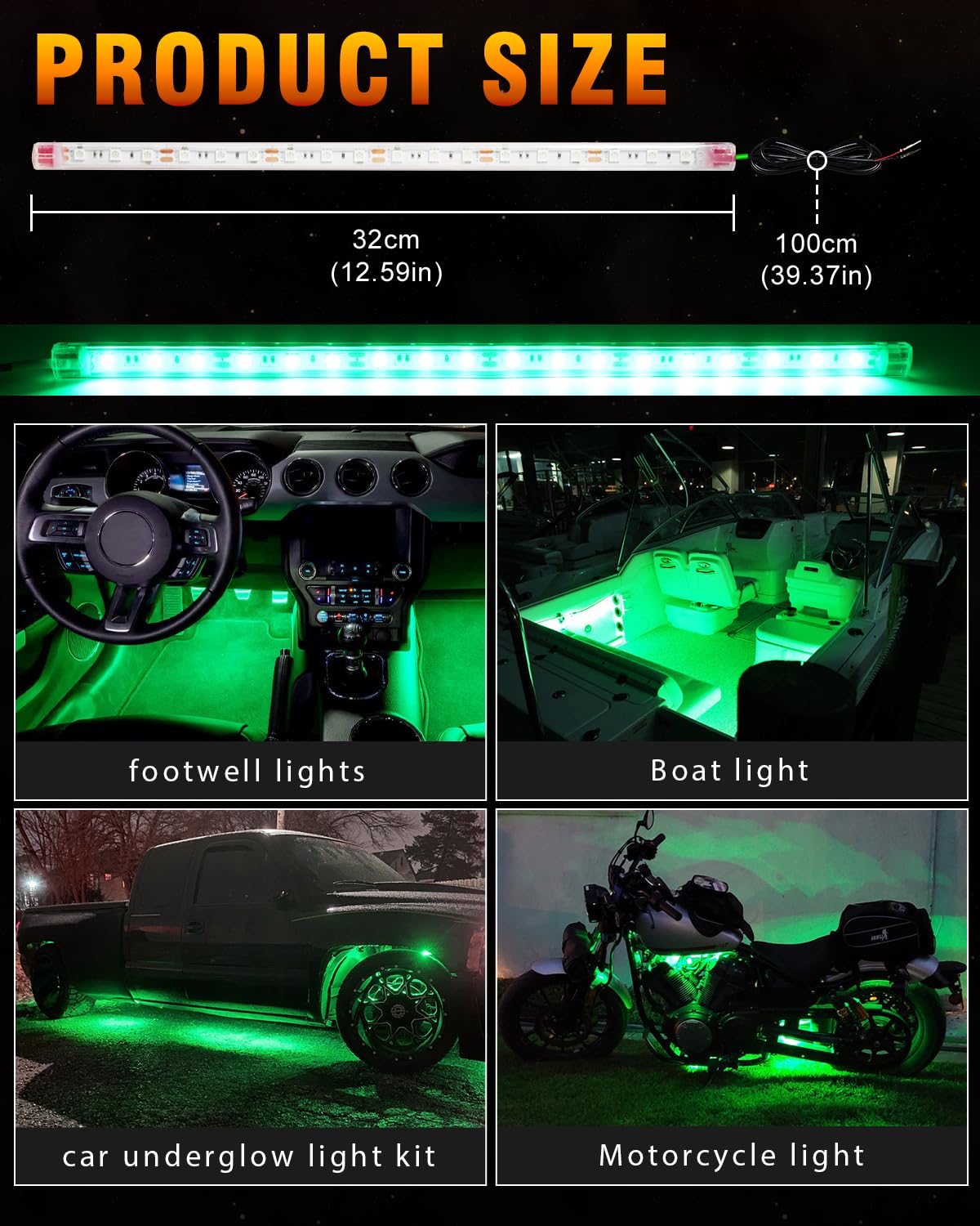 32CM Led Strip Lights (Green)
