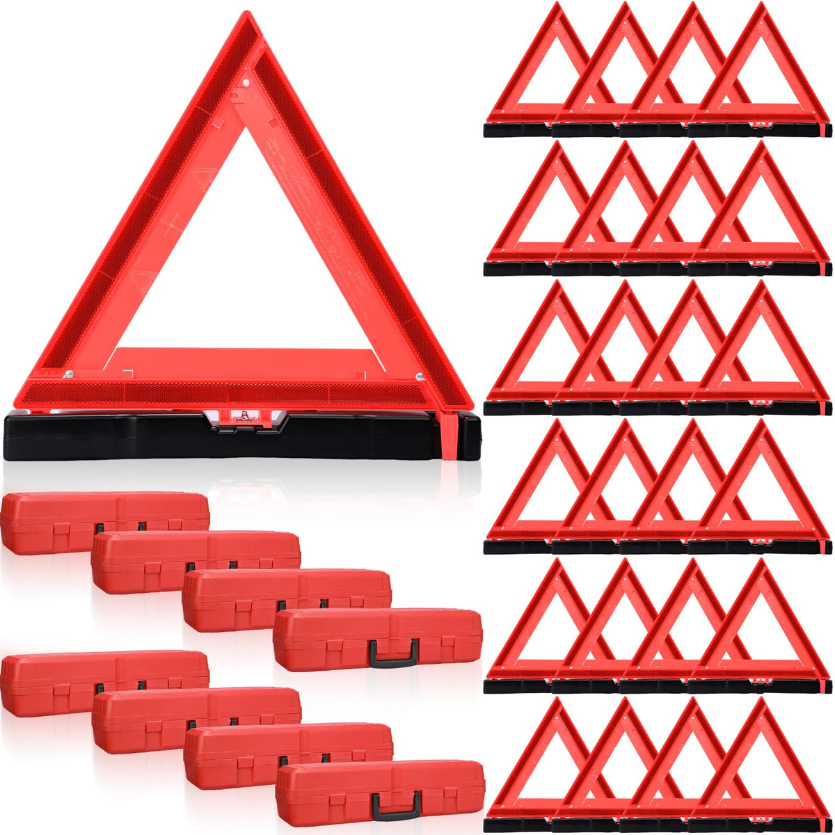 24 Pcs Warning Triangles Dot Reflective Foldable Emergency Safety