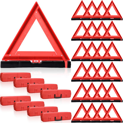 24 Pcs Warning Triangles Dot Reflective Foldable Emergency Safety