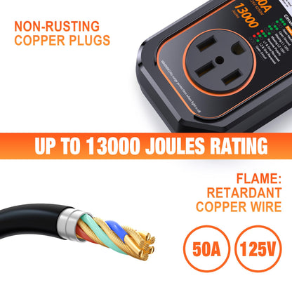 RV Surge Protectors 50 Amp Waterproof (Orange-Balck-50amp)