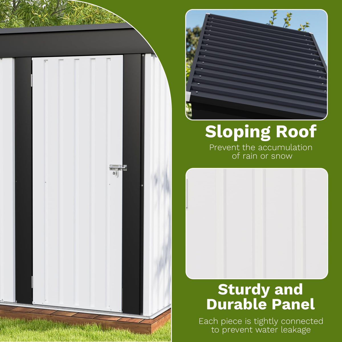 5x3 FT Outdoor Storage Shed (White / 5x3 FT)
