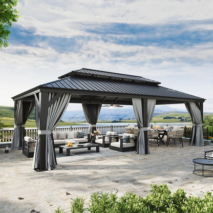 14' X 24' Hardtop Gazebo with Drainage (Gray / 14' X 24')