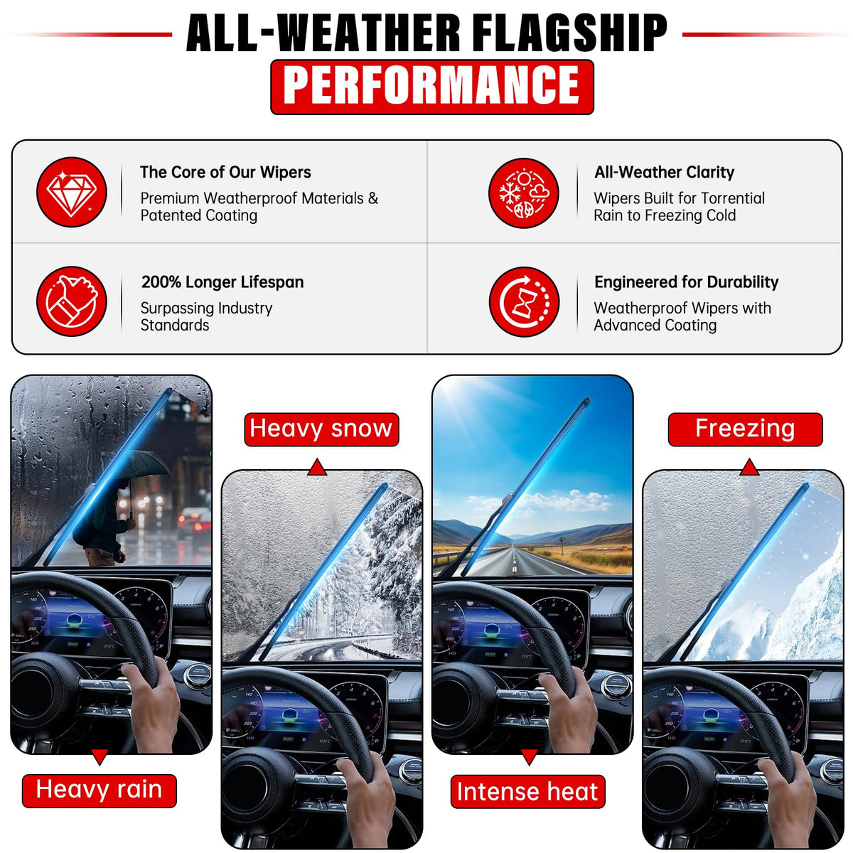 3 Pack Windshield Wiper Blades Replacement for Nissan Murano 2017 (26"/18"/12")