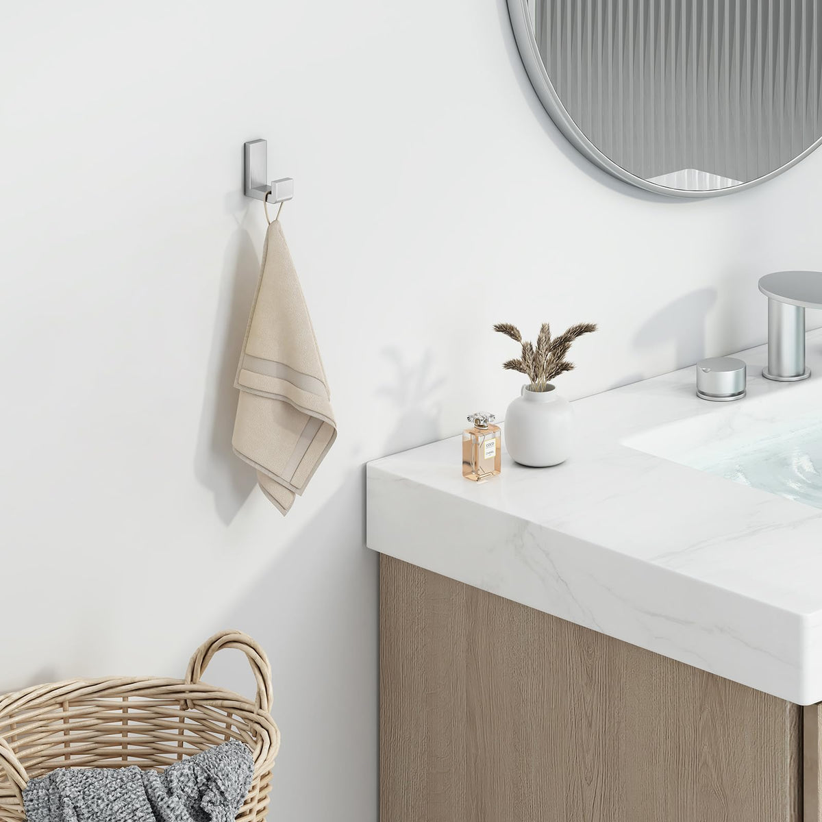 Towel Hook for Bathroom (Brushed Nickel)