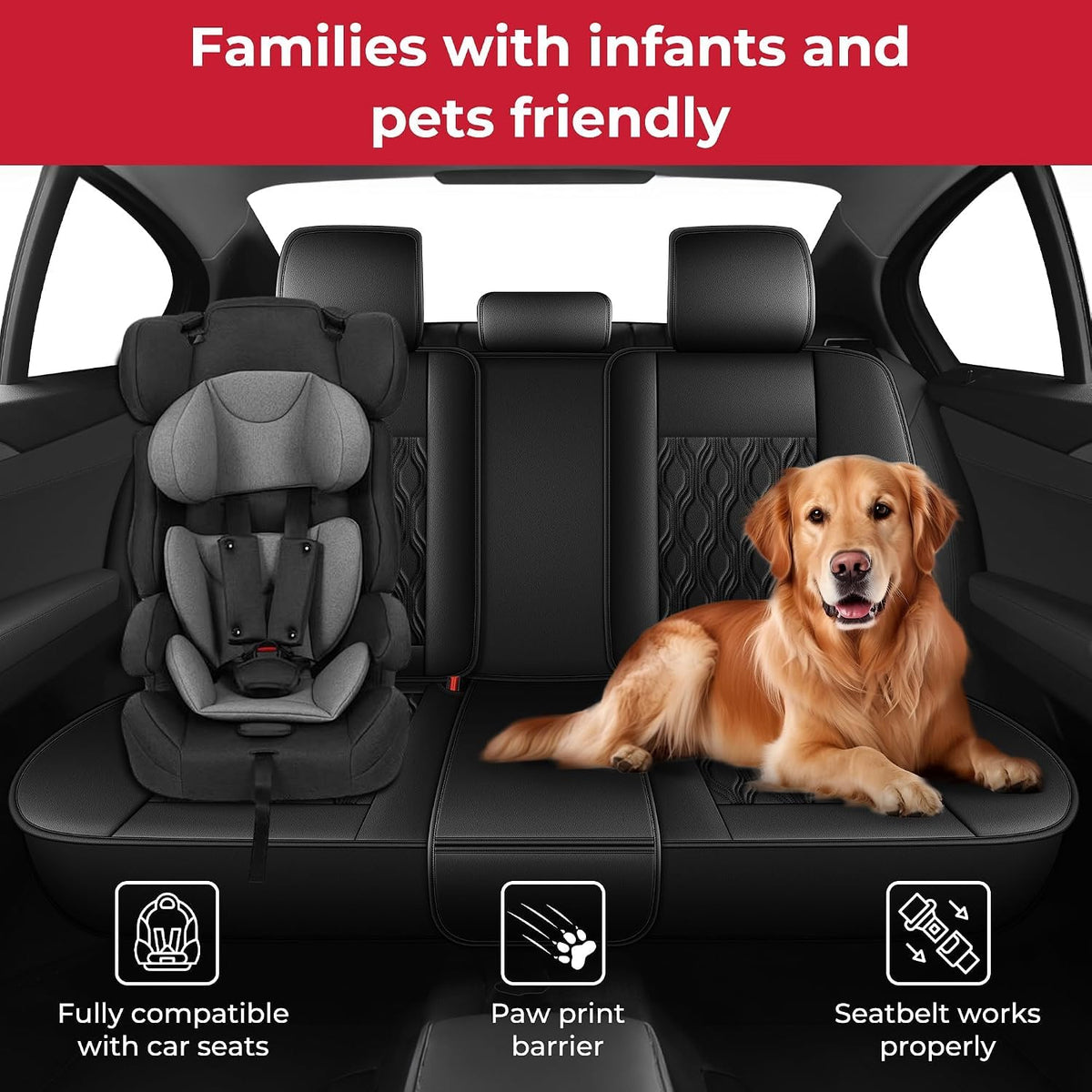 Full Set Waterproof Leather Seat Covers for Toyota Venza 2009 (#067 Black / 10.Venza-5 Seat Covers Full Set)