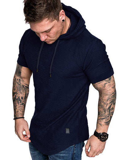 Mens Fashion Hoodies Sport Pullover Solid Color Shirt Workout Lightweight Tops Navy Large (Large / Navy1)
