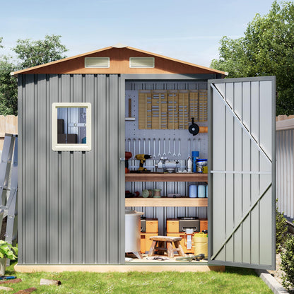 6x4FT Multi used Outdoor Storage Shed with Frame Floor (Matte gray / 6*4FT(Base Included))