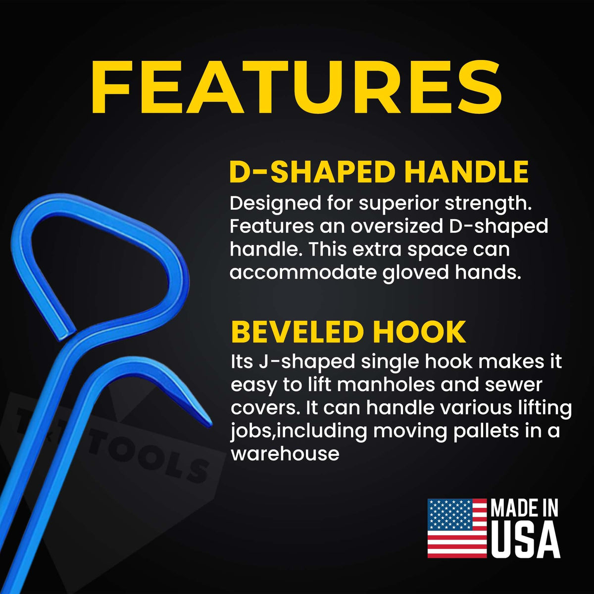 T&T Tools 30 Inch Manhole Cover Hook Tool (2 Pack - 30-Inch)