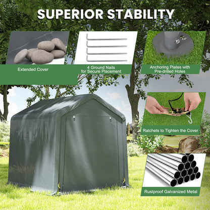 8x6.5Ft Portable Shed (Gray / 8x6.5Ft)