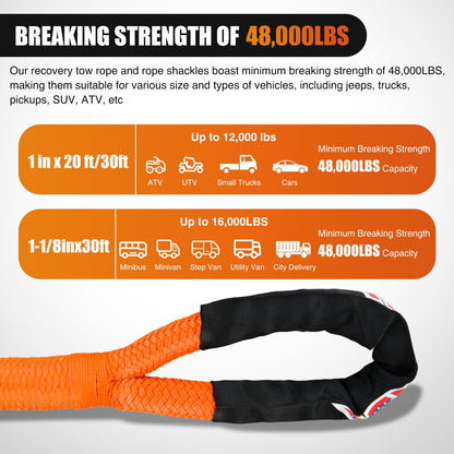 1in x 20ft Kinetic Recovery Rope (1Pc 1in x 20ft Kinetic Recovery Rope)