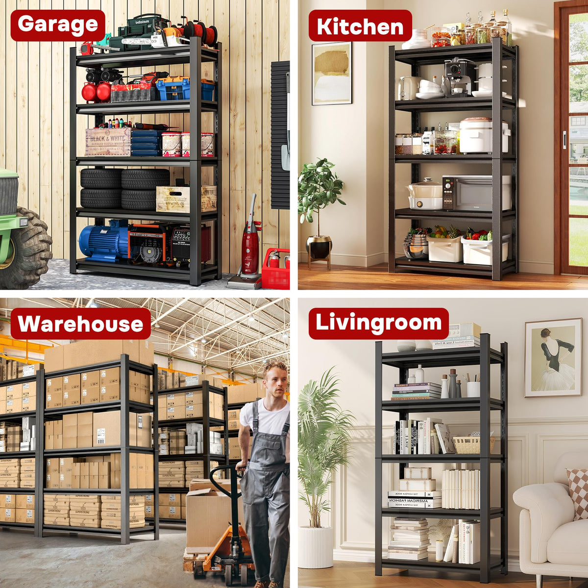 Heavy Duty Garage Shelving (54"H x 45"W x 20"D)