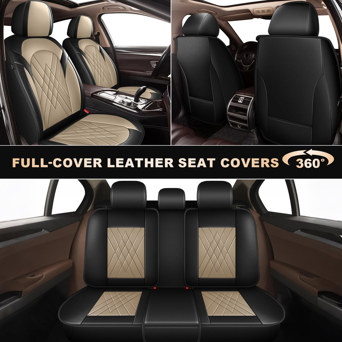 2 Front Car Seat Covers for Mazda CX (#057 Black&Beige / 33. CX-5 2013-2025-2 Front Seat Covers Only)