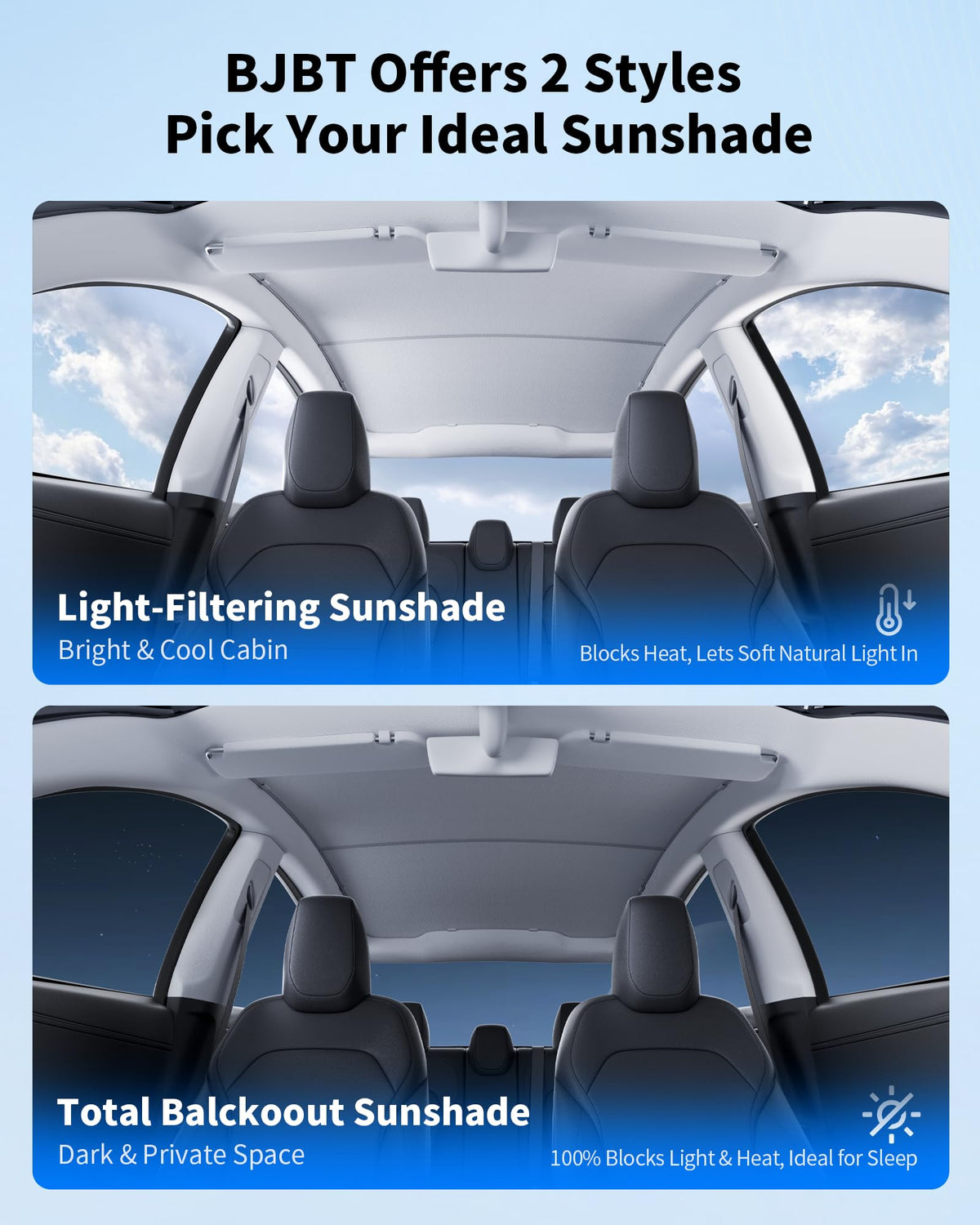 Roof Sunshade for Tesla Model Y 2020 (Light Gray / Model Y (2020-2025))