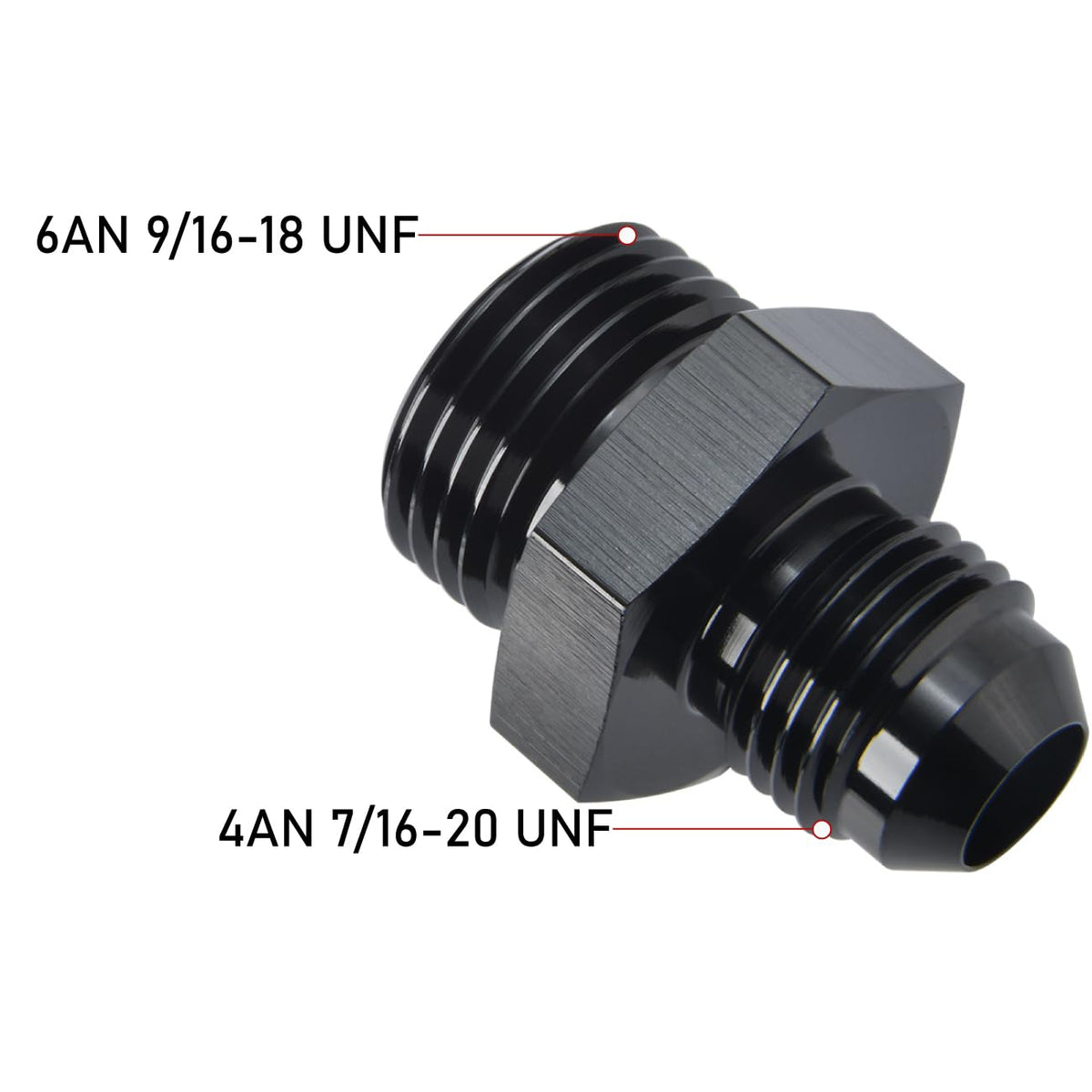4AN Male Flare to 6AN ORB O (4AN to 6AN ORB / Black - 2PCS)
