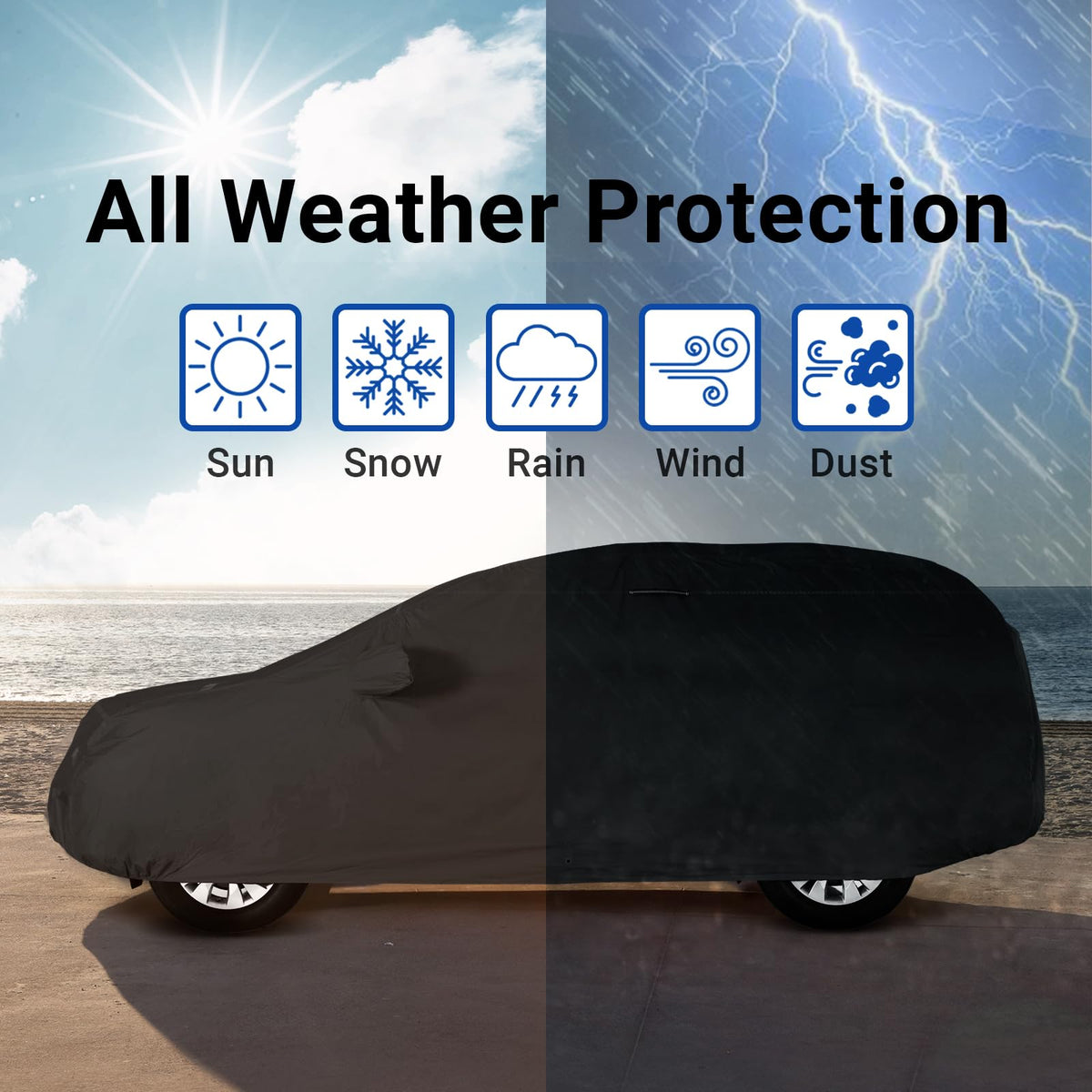 Car Cover All Weather for 1984 (Black / Red (Stripe) / 65. 4Runner without Rear Tire 1984-1998)