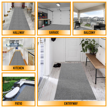 Ottomanso 6x7 Large Waterproof Floor Mat (Grey / 6'6" x 6' (Area Rug))