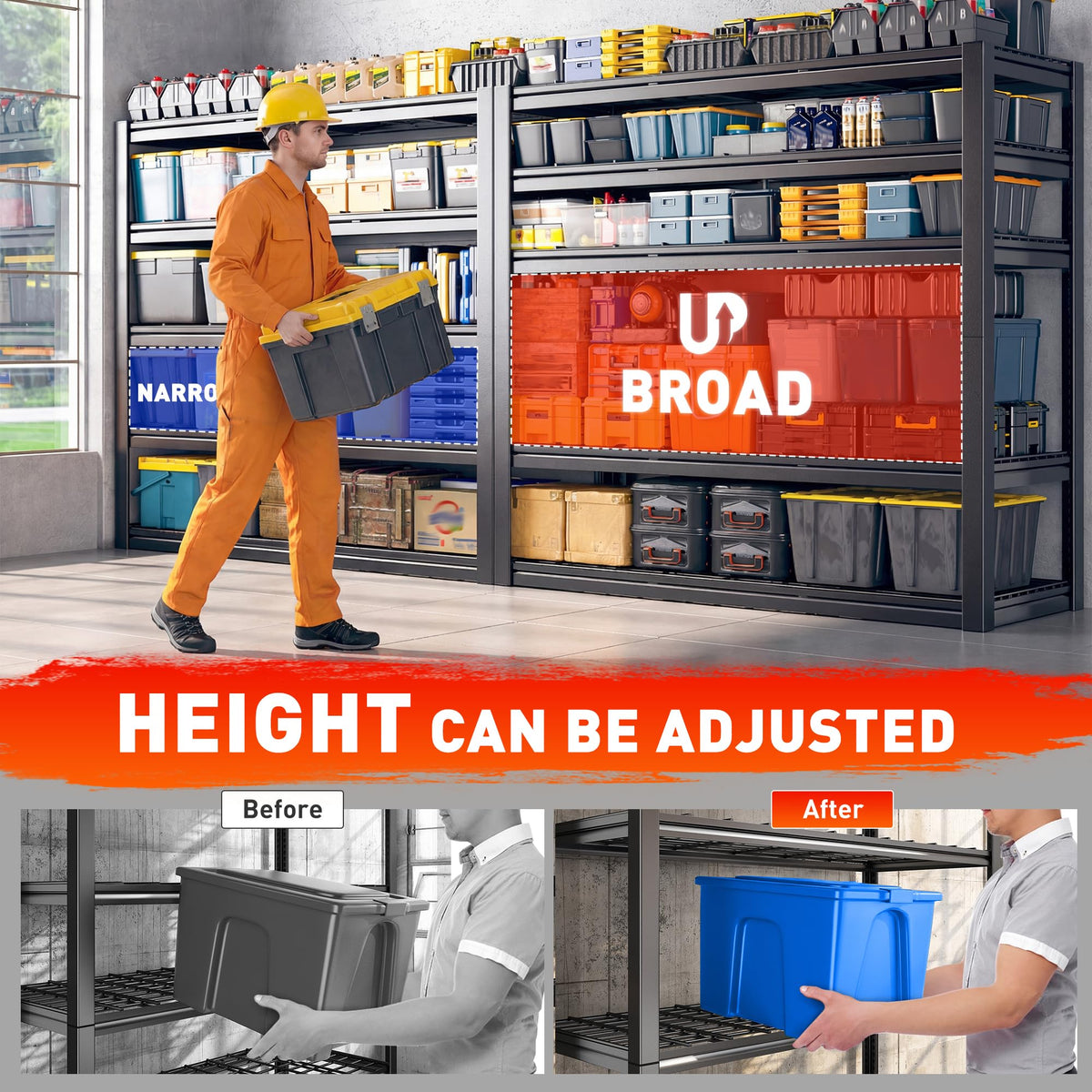 48.2''W Garage Shelving Heavy Duty (24.2"D x 48.2"W x 72.2"H)