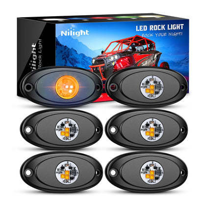 6 PCS Pink Amber LED Rock Lights Underglow Wheel Well Fender Pods (Amber / 6Pcs Pods)