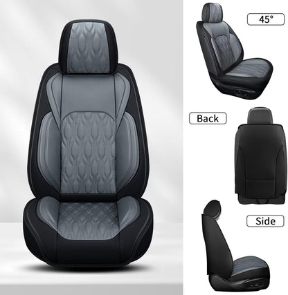 Full Set Waterproof Leather Seat Covers for Acura RLX 2014 (#067 Black&Gray / 33.RLX-5 Seat Covers Full Set)