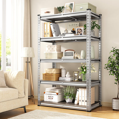 Galvanized Garage Shelving with PP Boards for Pantry Office Garage (28"W x 12"D x 60"H (Silver))