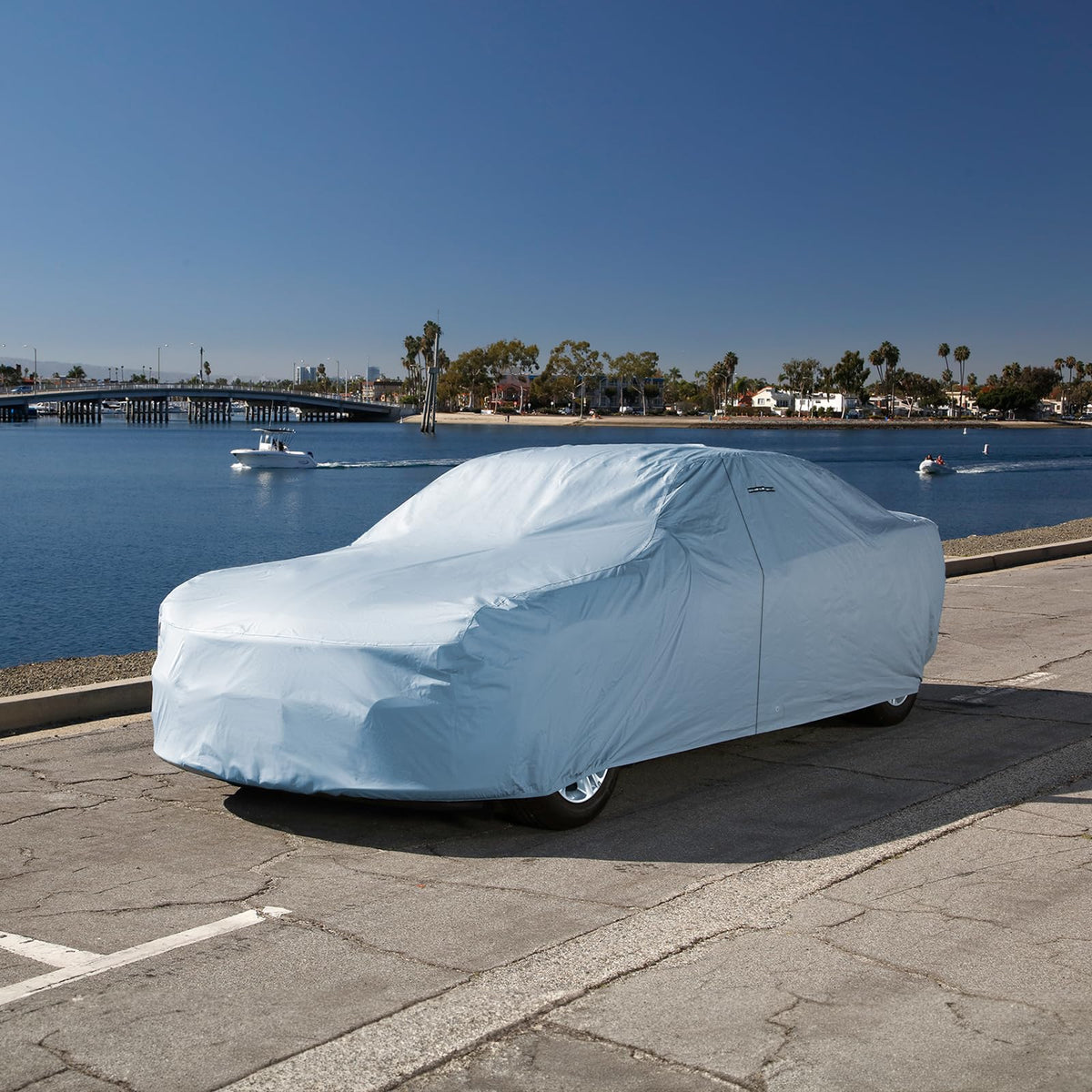 18 Layer Car Cover All Weather Waterproof Automobile Protection (14. Fit Car Length 227-236 inch / Sky Gray)