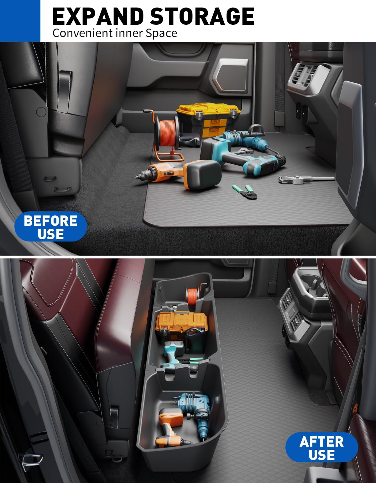 Under Seat Storage Box For 2015 (2015-2026 F150 & 2017-2026 F250 F350 F450 F550)