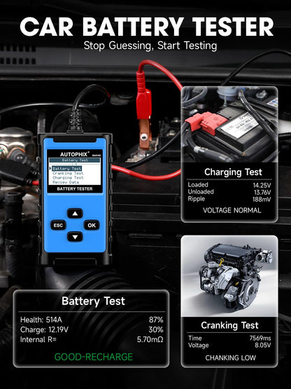 BAS100 12V 24V Car Battery Tester (Sky Blue)