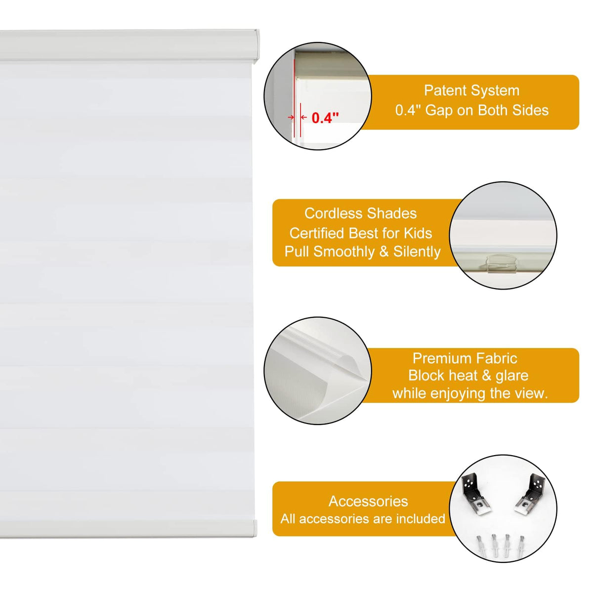 Custom Size Cordless Zebra Blinds for Windows Roller Windows Shades Dual Layer Light Control for Day and Night Light Filtering Sheer Shades for Home Cream (Custom Size / Cream)