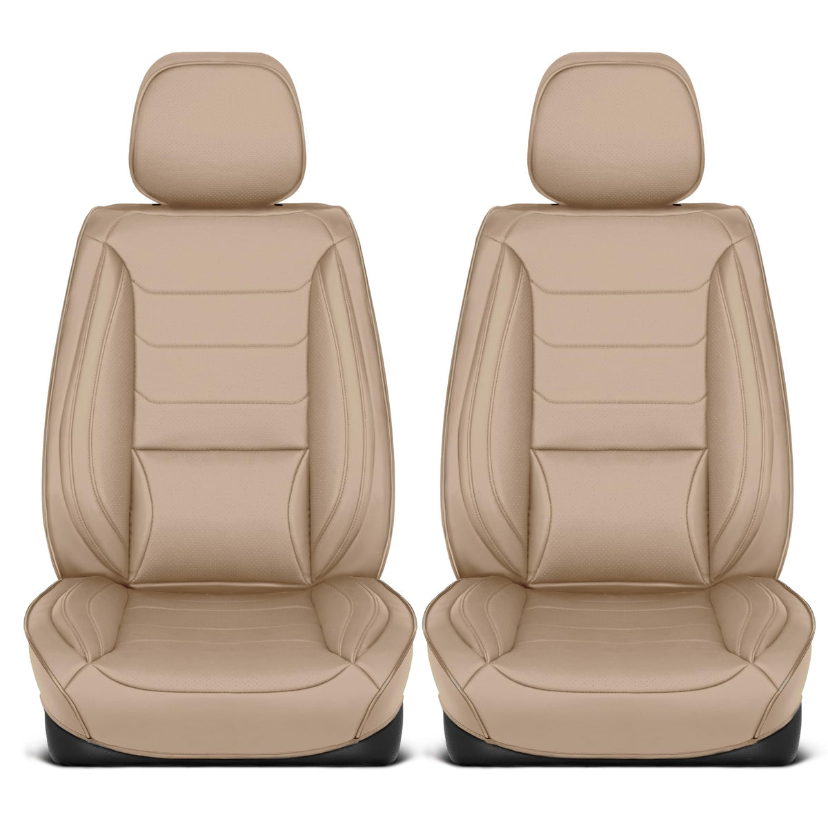 Curated Elite Napa Leather Seat Covers for Cars & SUVs (Black/Beige (Elite) / Front Seats)