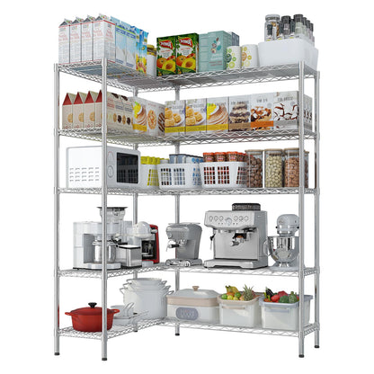 70" W Storage Shelves 1600LBS Heavy Duty Metal Shelving (Chrome / 69.8"W × 15.8"D × 71"H)