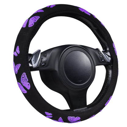 Purple Butterfly Steering Wheel Covers (Black and Purple Butterfly)