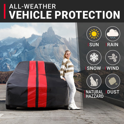 Car Cover Waterproof All Weather for 1975 (Black / Red (Stripe) / 22. Granada 1975-1980)