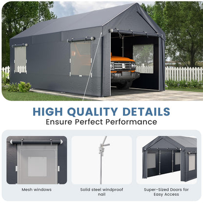 10x20FT Car Port Portable Garage (Gray / 10x20)
