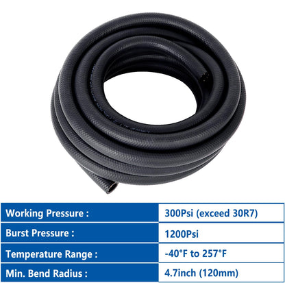 Rubber Fuel Hose Line Push Lock 1 (1/2" ID 25ft)