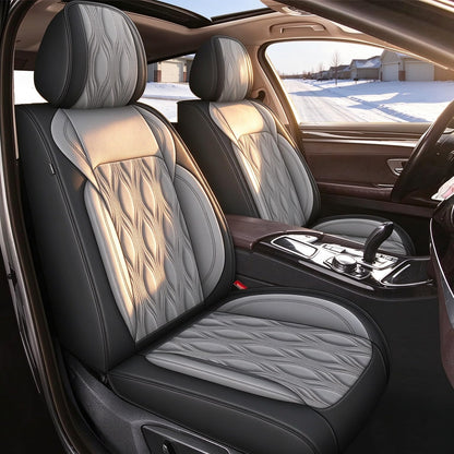 Front Waterproof Leather Seat Covers for Mazda 3 2007 (#067 Black&Gray / 55.Mazda 3-2 Front Seat Covers Only)