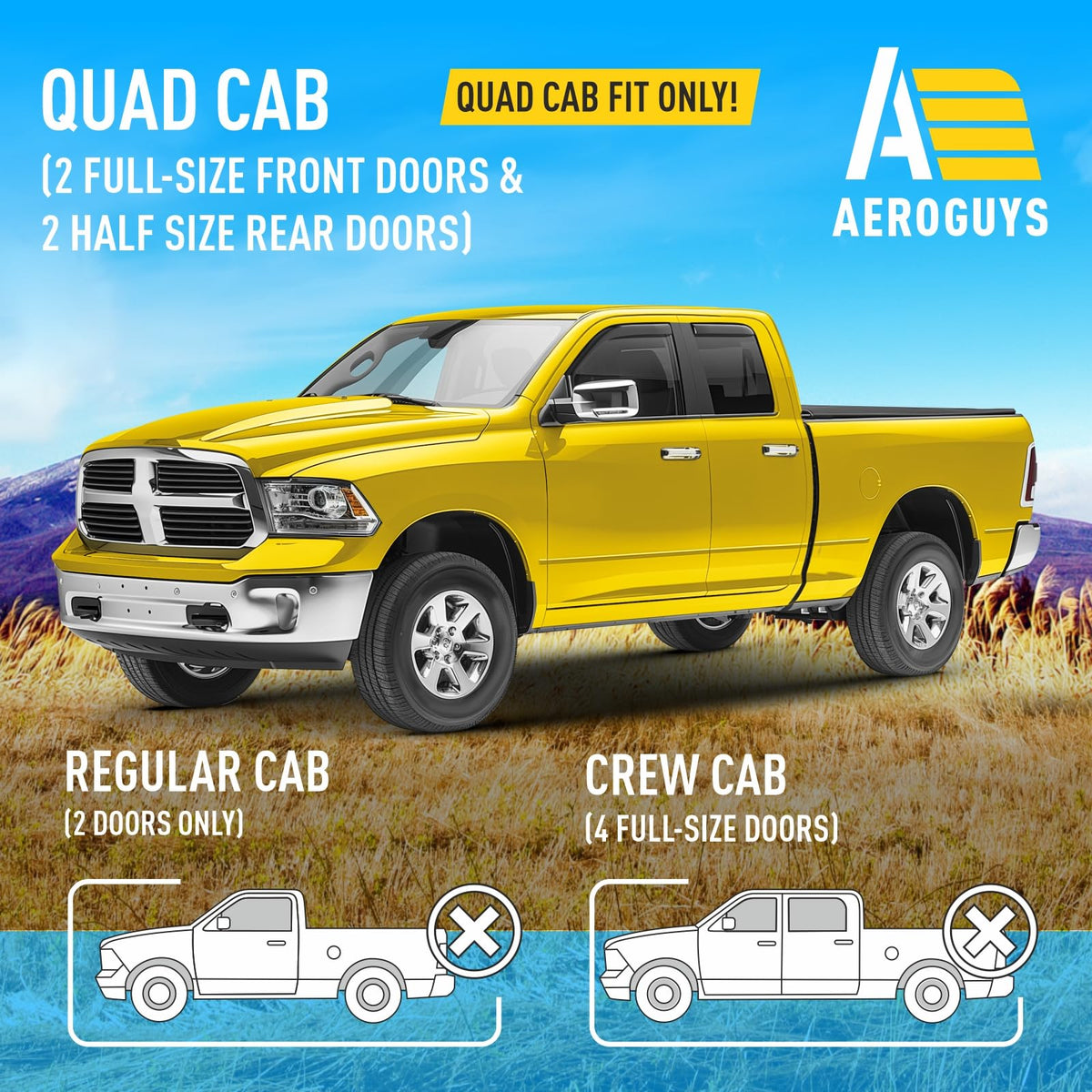 Extra Durable Window Deflectors in (For Dodge RAM 09-18 Quad Cab)