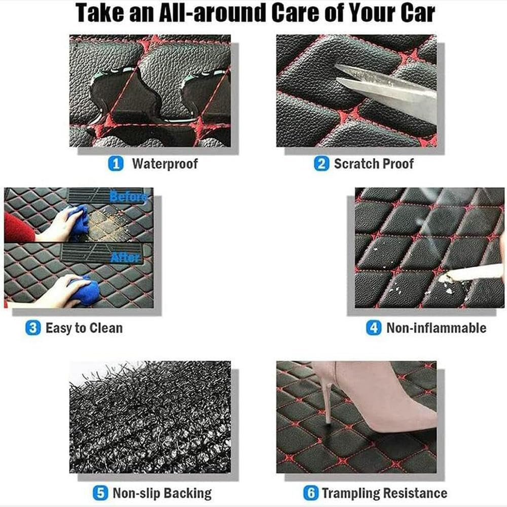 All Weather Anti Slip Floor mat is Suitable mats for floo of All for Tesla Models from 2012 to 2025 (Edge yellow, middle black horizontal bar)