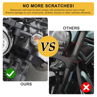 Soft Loop Tie Down Straps for Protecting Motorcycle (Black / 1.5"x18“-4pcs)