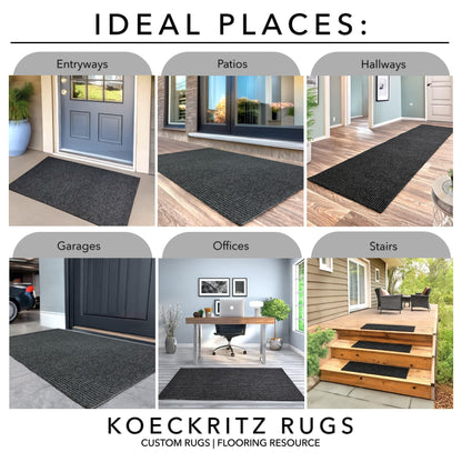 Heavy Duty Durable All Weather Indoor (2' x 6' (Rectangular) / Charcoal)