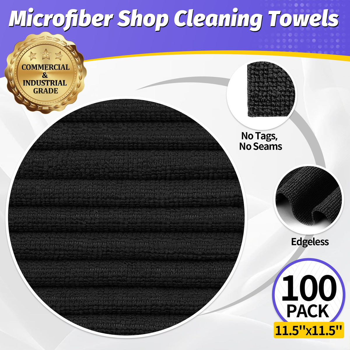 Microfiber Cleaning Cloth (Black / 100 Pack)