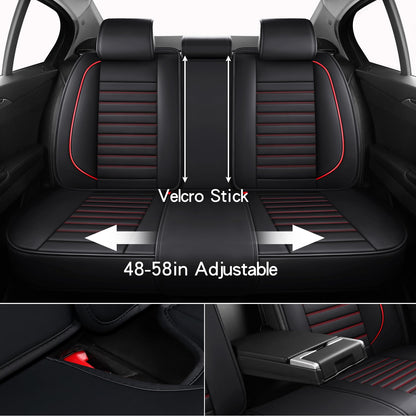 Leather Car Seat Covers Full Set (Red 2/Full Set)