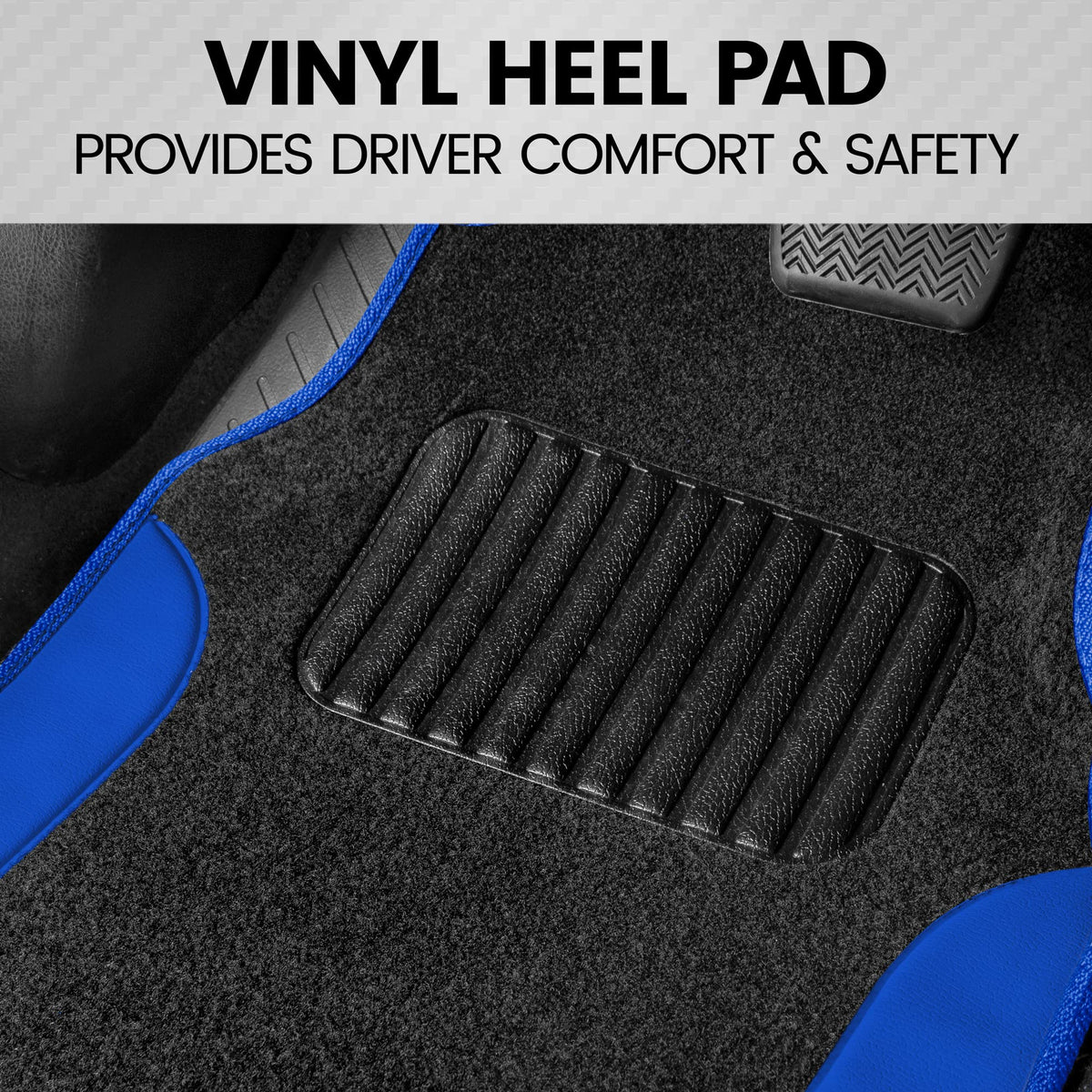PolyPro Blue Car Seat Covers Full Set with 4 (Black & Blue / Seat Covers & Floor Mats)