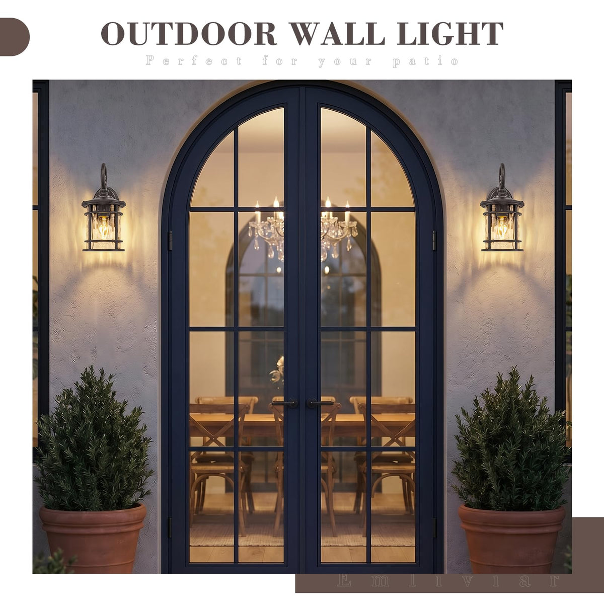 Outdoor Wall Mount Light Fixtures 2 Pack (Oil Rubbed Bronze - Water Ripple Glass / 12.4 Inch)