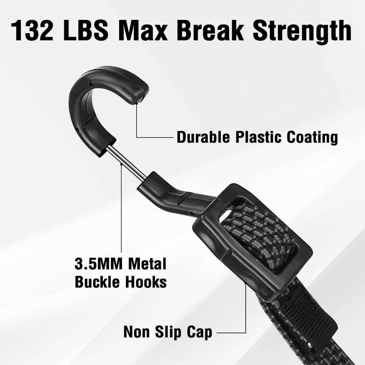 Bungee Cords with Hooks (40 Inch / 6pcs Black)