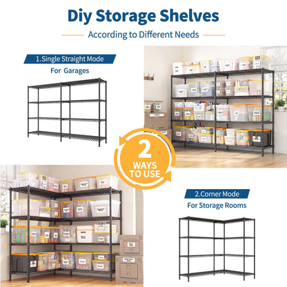 Metal Shelving (Black-70"W*15.8"D*62.9"H)