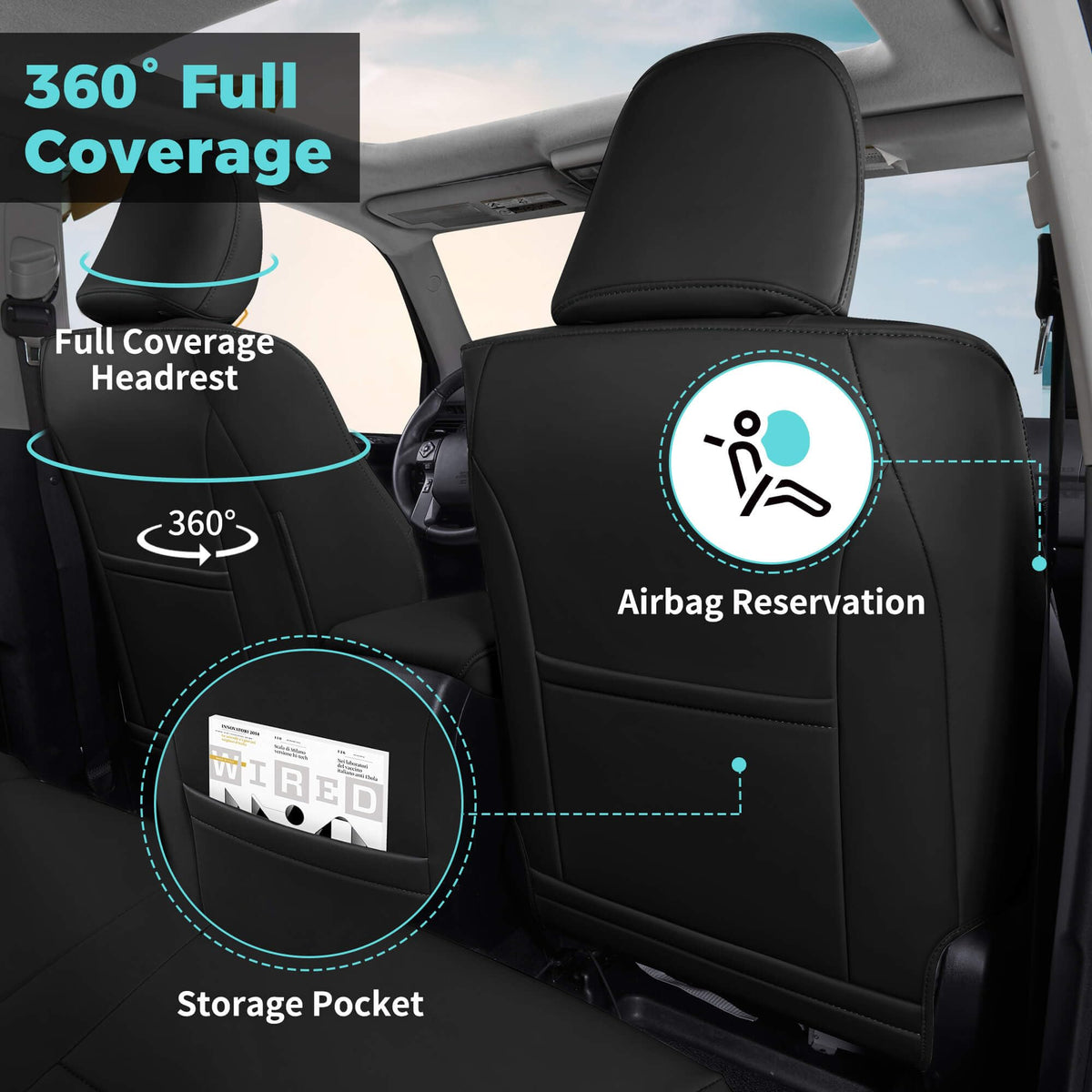 Seat Covers for Toyota 4Runner 2011 (2011-2024 3-ROW,7 seats MODEL ONLY / BLACK)