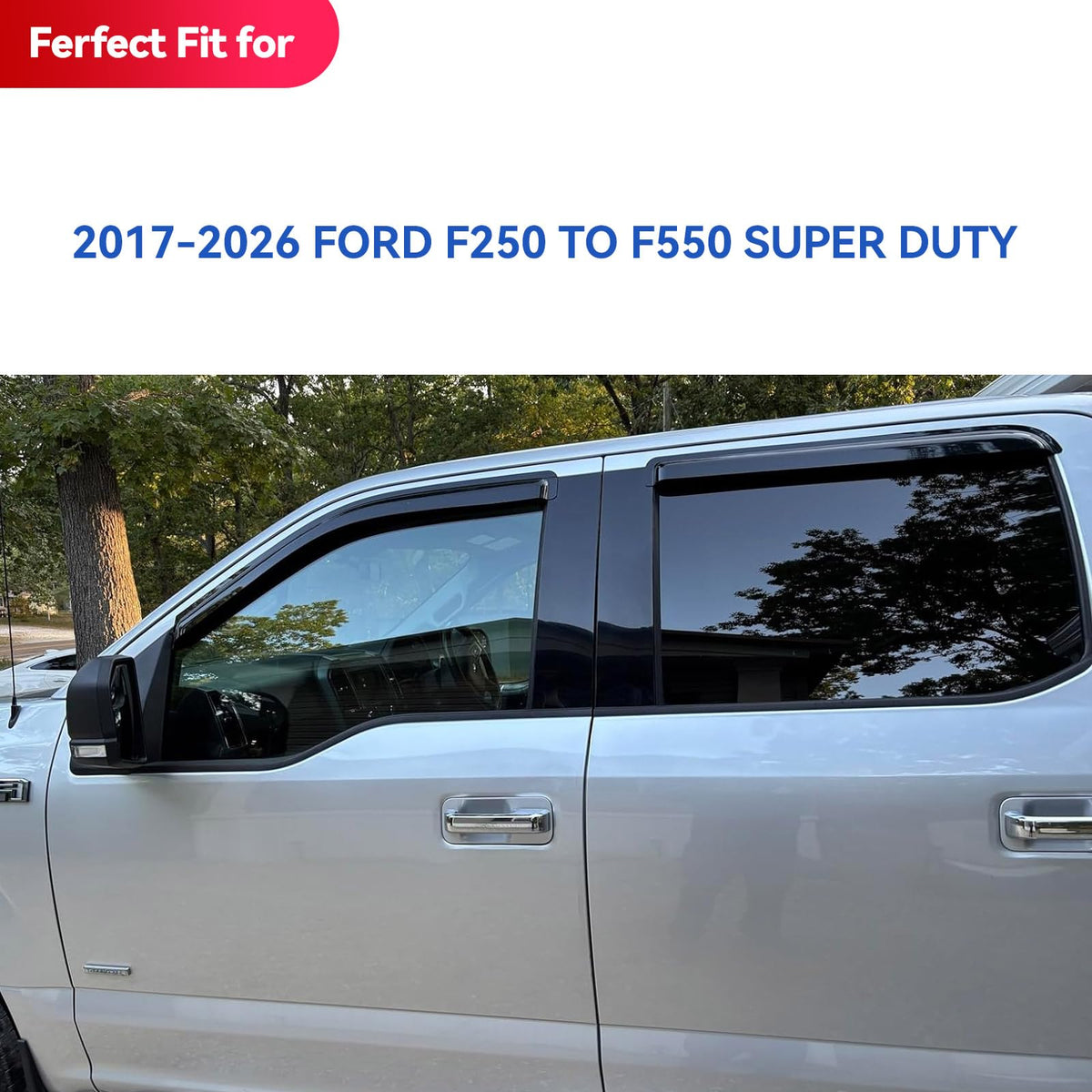 Window Visors Rain Guards for 2017 (2017-2026 F250-F550 supcrew)